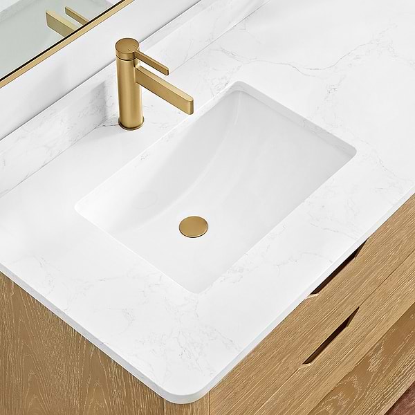 Salma Blonde Oak 24" Single Vanity with White Cultured Marble Top