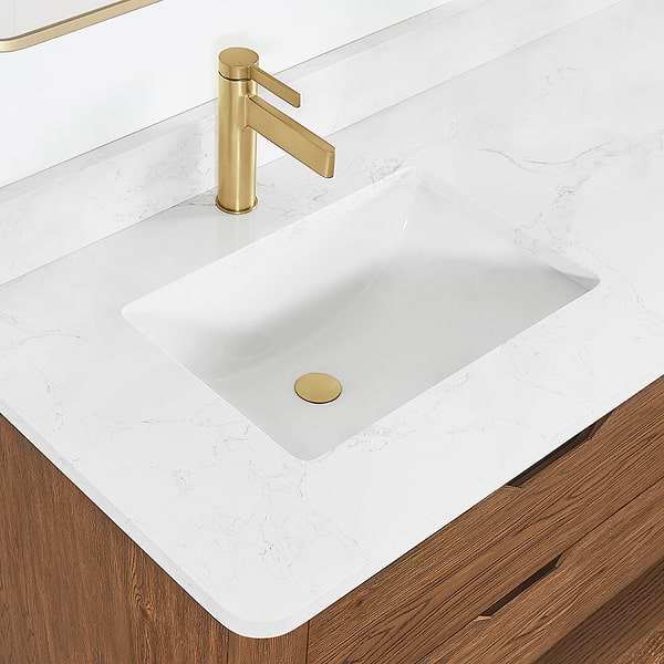 Salma Weathered Brown Oak 36" Single Vanity with White Cultured Marble Top