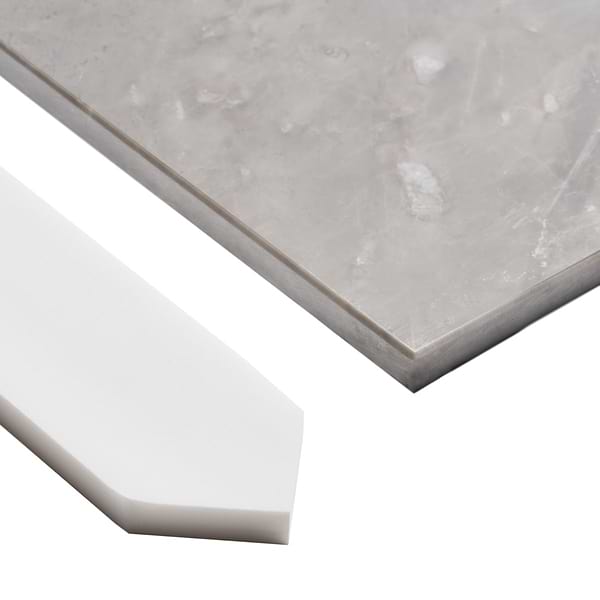 Prezzo Ice Gray 12x12 Square and Glacier White 2x12 Picket Honed Marble Tile