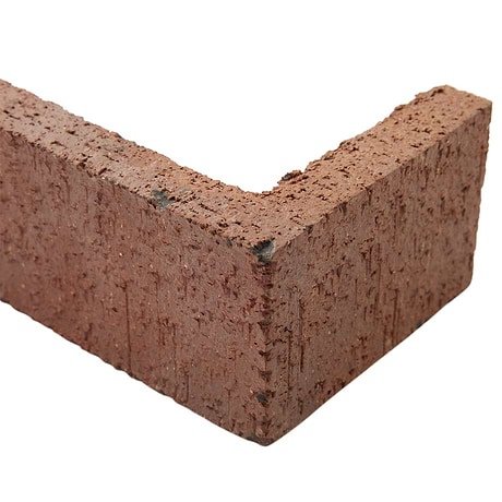 Brownstone Flashed Red 2x7 Textured Wire Cut Clay Thin Brick Corner