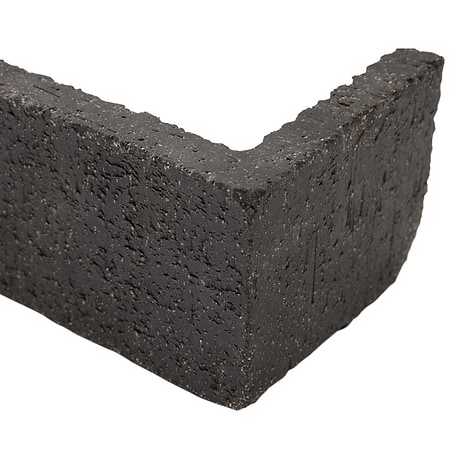 Brownstone Charcoal Black 3x7 Tumbled Wire Cut Clay Corner Thin Brick Tile
