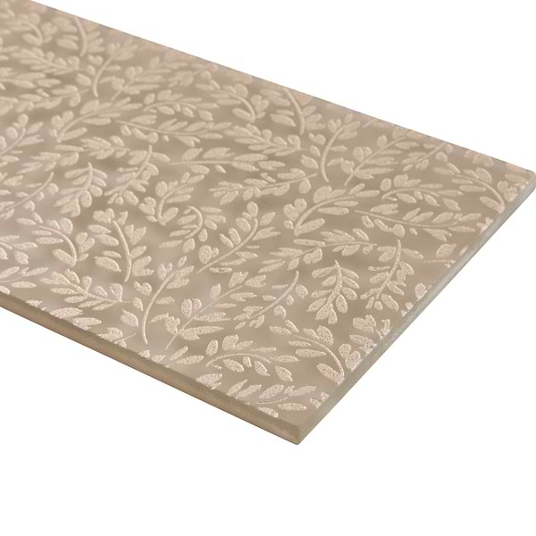 Sonya Flowers Bronze 6x16 Frosted Glass Tile