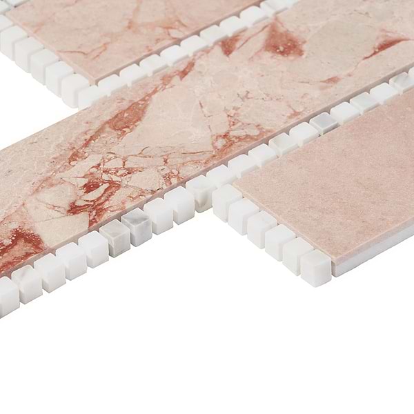 New Palm Beach by Krista Watterworth Brick Pink 3x12" Polished Marble Mosaic