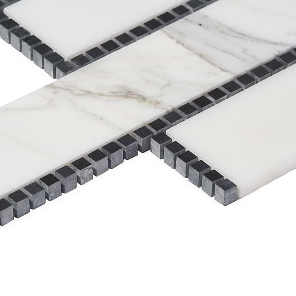 New Palm Beach by Krista Watterworth Brick White 3x12" Polished Marble Mosaic