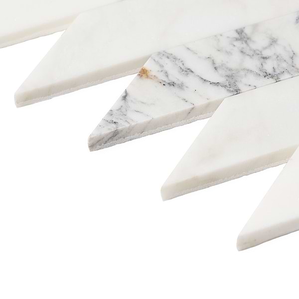 New Palm Beach by Krista Watterworth Floral White Chevron Polished Marble Mosaic