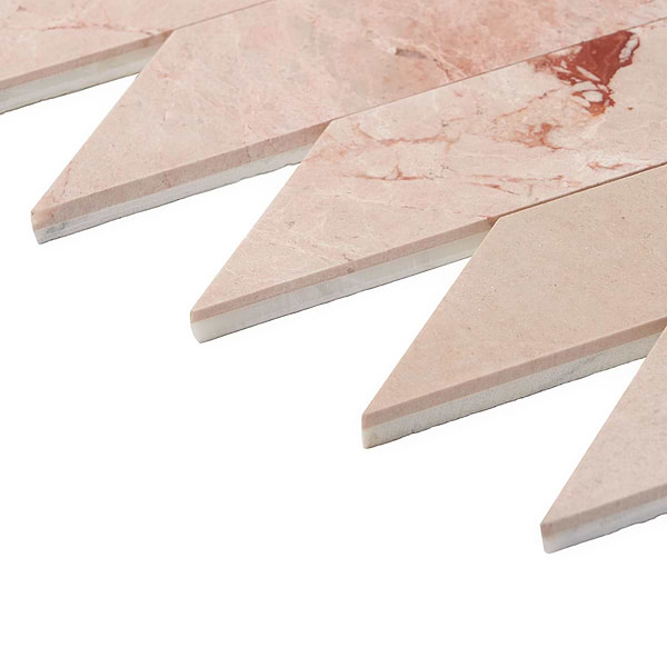 New Palm Beach by Krista Watterworth Floral Pink Chevron Polished Marble Mosaic
