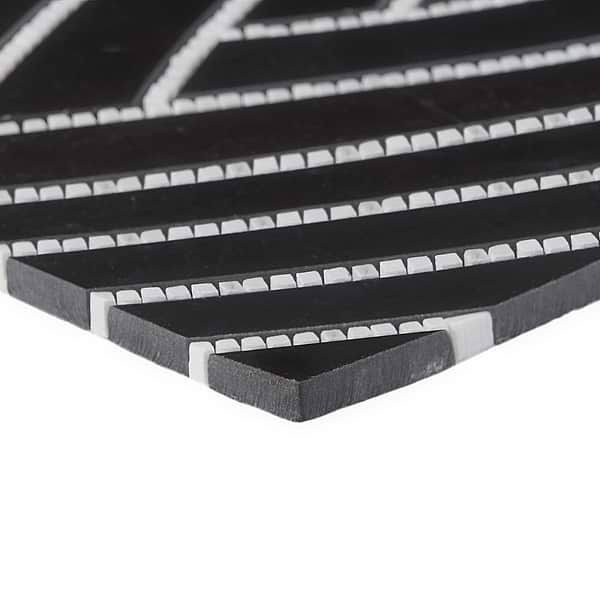 New Palm Beach by Krista Watterworth Leaf Black Polished Marble Mosaic