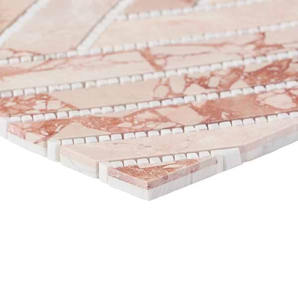 New Palm Beach by Krista Watterworth Leaf Pink Polished Marble Mosaic