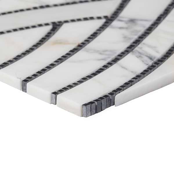 New Palm Beach by Krista Watterworth Leaf White Polished Marble Mosaic