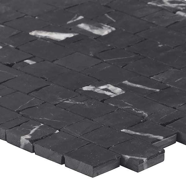 Avanti Nero Marquina Black Hand Clipped Joint Honed Marble Mosaic Tile