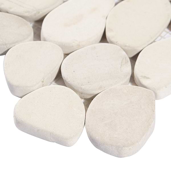 Nature White Round Pebble Mosaic 