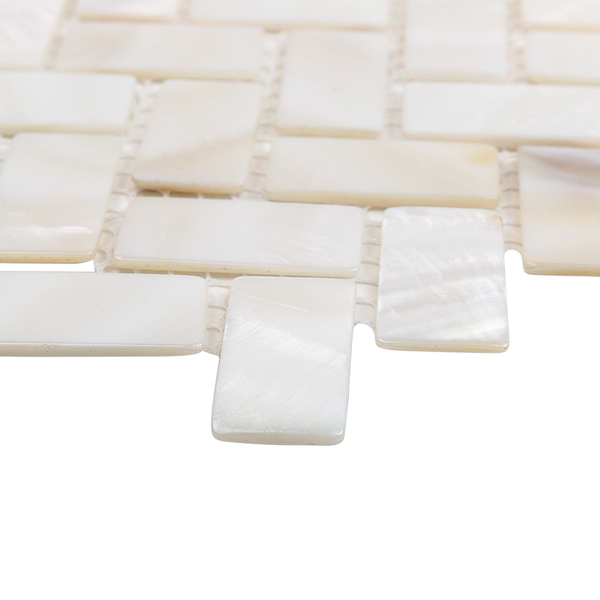 Oyster White Pearl Herringbone Tile