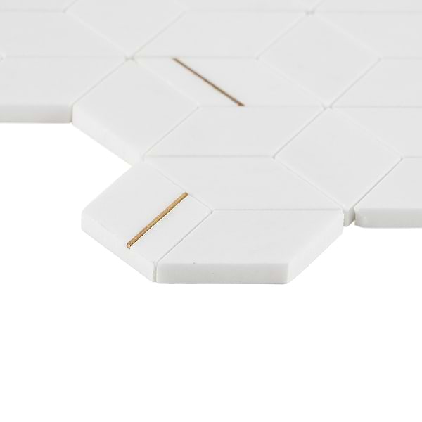 Morgana Thassos Polished Marble and Brass Mosaic Tile