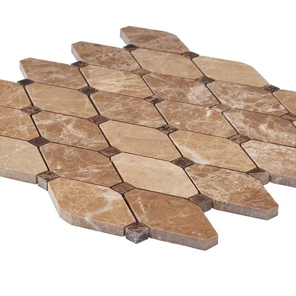 Octave Light Brown With Dark Emperador 2x4 Marble Polished Mosaic Tile