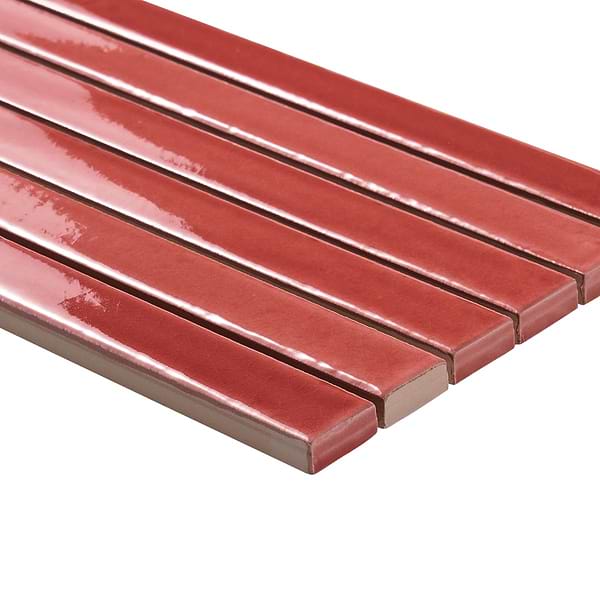 Kanbina Wild Coralito Pink 5x18 Crackled Glossy Ceramic Mosaic Tile