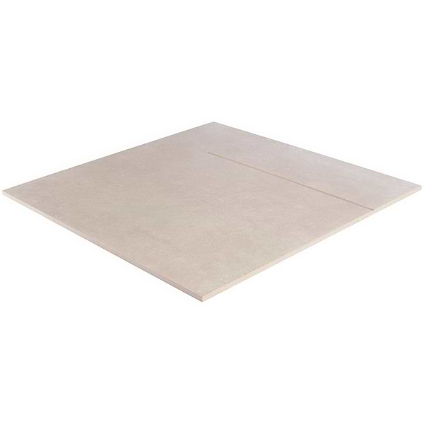 Lines Brass Inlay Greige 24x24 Porcelain Tile with Matte Finish and Brass Lines