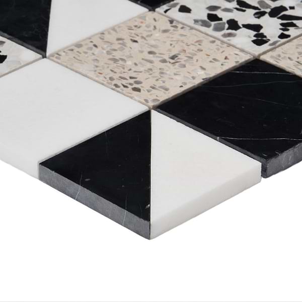 Elizabeth Sutton Artem Pica Black & White 3x3 Polished & Honed Marble and Terrazzo Mosaic Tile
