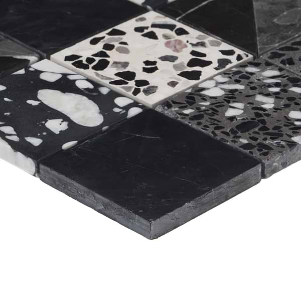 Elizabeth Sutton Artem Raven Black & Gray 3x3 Polished & Honed Marble and Terrazzo Mosaic Tile
