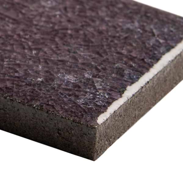 Color One Amethyst Purple 2x8 Crackled Glossy Lava Stone Tile