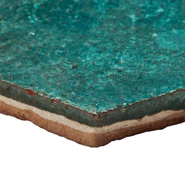 Breeze Tide Turquoise 8" Hexagon Crackled Glossy Terracotta Tile