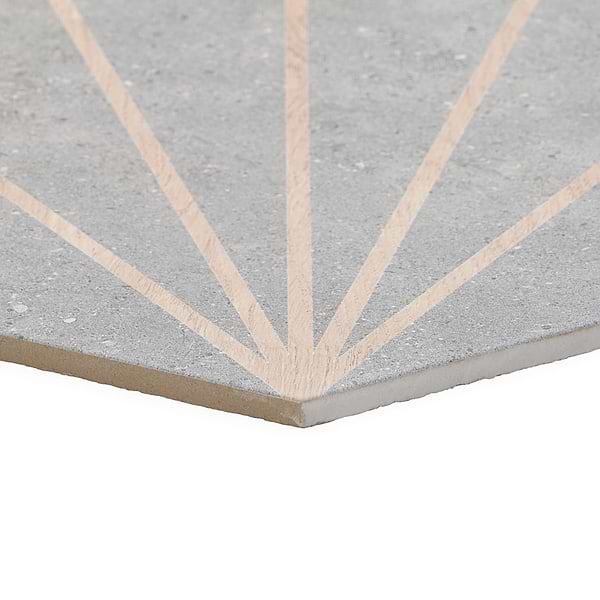 Pergola Beams Gray 12.5" Hexagon Matte Gray Porcelain Tile