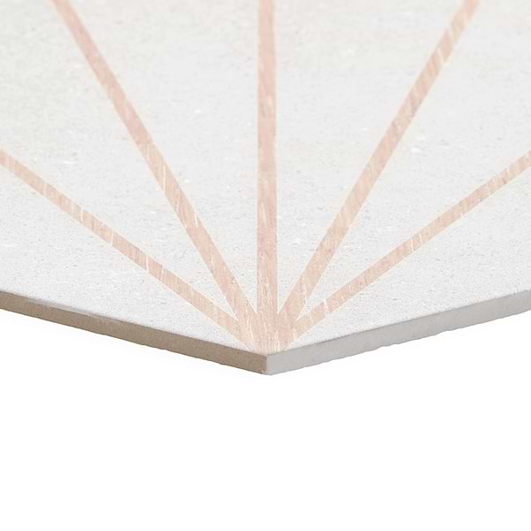 Pergola Beams White 12.5" Hexagon Porcelain Matte Tile