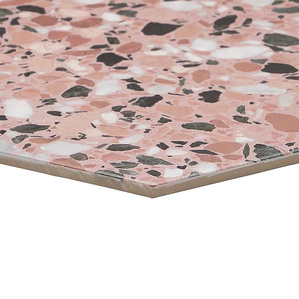 Six Hexagon Earth Pink 12.5" Terrazzo Look Matte Porcelain Tile