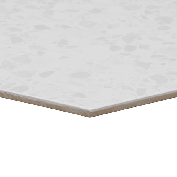 Six Hexagon White 12.5" Terrazzo Look Matte Porcelain Tile