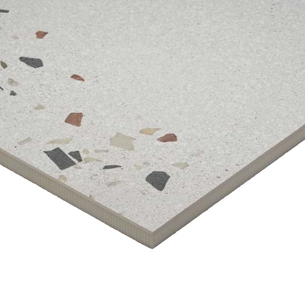 Kobe Cement Ice White 24x48 Terrazzo Look Matte Porcelain Tile
