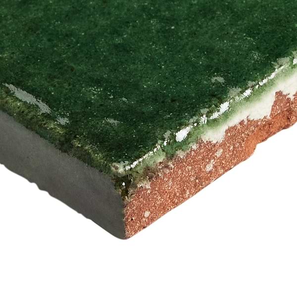 Emery Jungle Green 2x8 Handmade Crackled Glossy Terracotta Tile