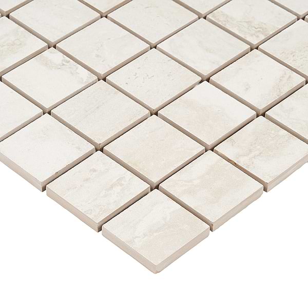 Basic Travertine Beige & Cream 2x2 Matte Porcelain Mosaic Tile