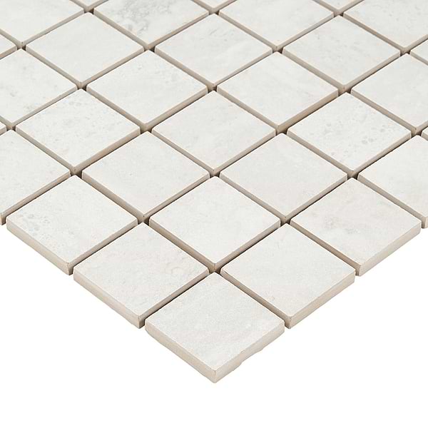 Basic Travertine Cotton White 2x2 Matte Porcelain Mosaic Tile