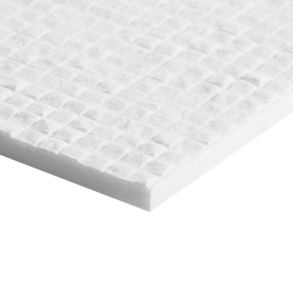 Rakestone Carved Cube Bianco Ice White 12x24 3D Honed Marble Tile