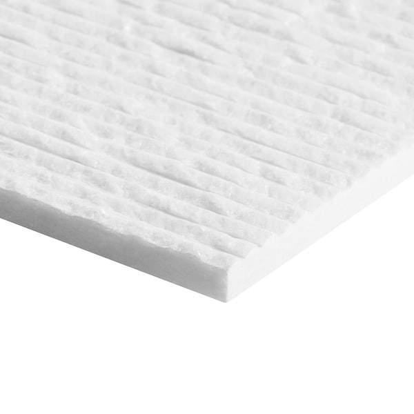 Rakestone Carved Split Bianco Ice White 12x24 Textured Honed Marble Tile