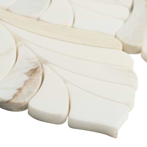 Konwalia Bianco White Floral Polished Marble Mosaic Tile