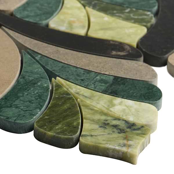Konwalia Verde Green Floral Marble Mosaic Tile