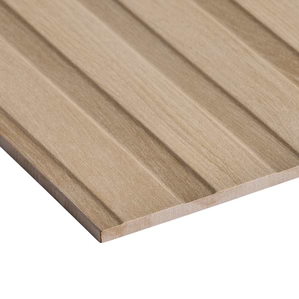 Nobu Ribbon Almond Brown 24x48 Wood Look Matte Fluted Porcelain Tile