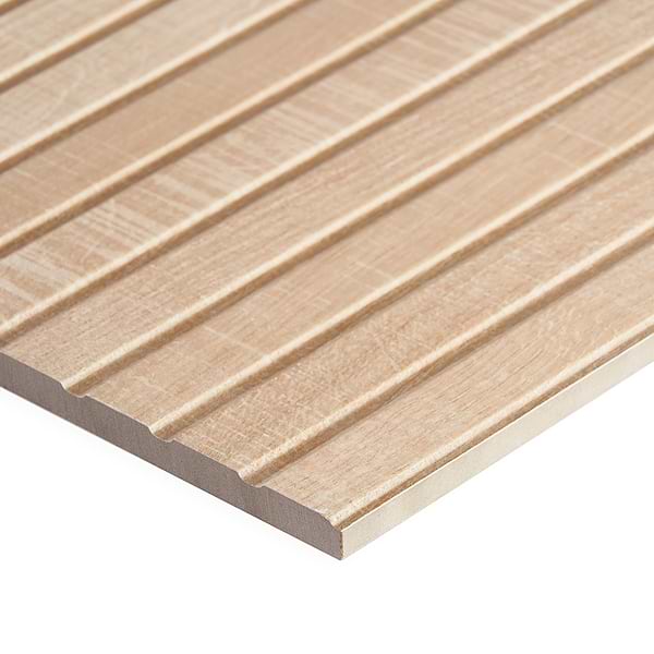 Kenridge Ribbon Maple Brown 24x48 Wood Look Matte Fluted Porcelain Tile