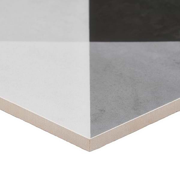 Art Geo by Elizabeth Sutton Deco Plaid Charcoal Black 8x8 Matte Porcelain Tile