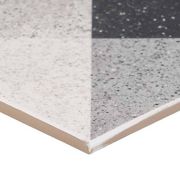 Art Geo by Elizabeth Sutton Terrazzo Deco Charcoal Black 8x8 Matte Porcelain Tile: Pattern 2