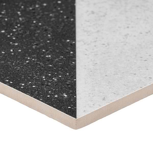 Art Geo Terrazzo Dos Charcoal Black by Elizabeth Sutton 8x8 Matte Porcelain Tile