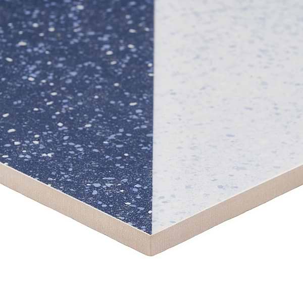 Art Geo Terrazzo Dos Blue by Elizabeth Sutton 8x8 Matte Porcelain Tile: Diamond Pattern