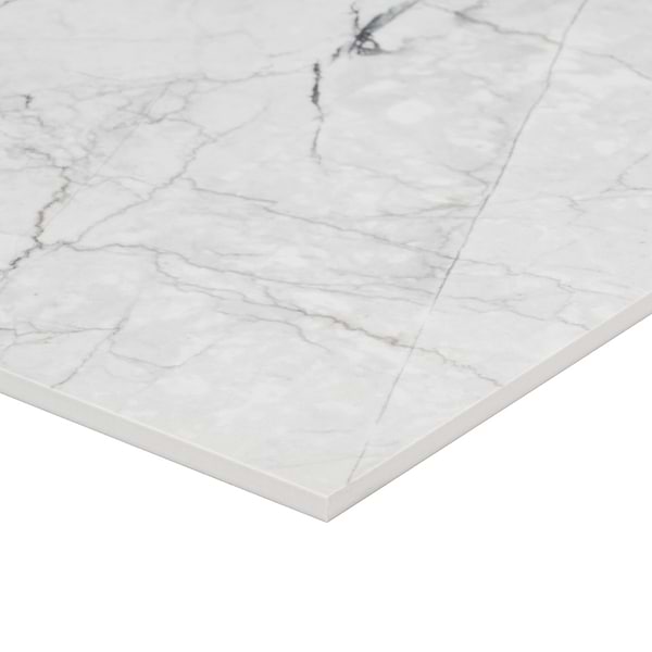 Romani Camouflage White 3D Textured Veining 24x48 Marble Look Satin Porcelain Tile
