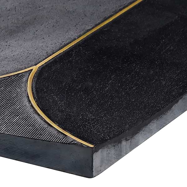 Calypso 3D Carved Nero Black Brass Inlay 8x16 Textured Honed Marble Limestone Tile