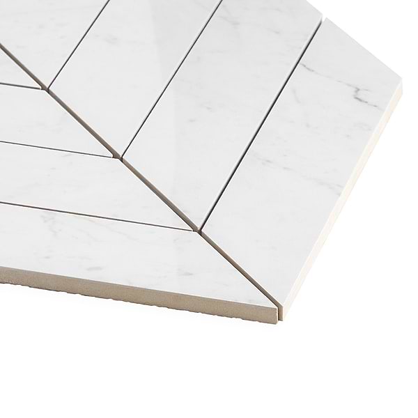 DreamStone Carrara Giola 2x8 Chevron Polished Porcelain Mosaic