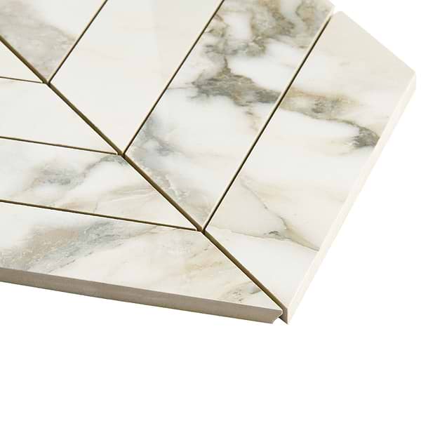 DreamStone Calacatta Rustico 2x8 Chevron Polished Porcelain Mosaic