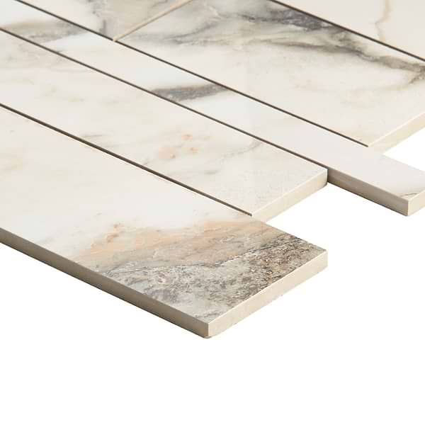 DreamStone Calacatta Rustico Railroad Polished Porcelain Mosaic