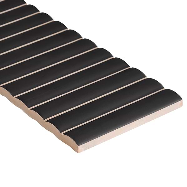 Roller Ribbed Black 4x12 3D Matte Fluted Ceramic Tile