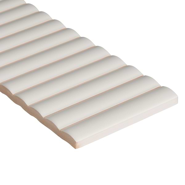 Roller Ribbed White 4x12 3D Matte Fluted Ceramic Tile
