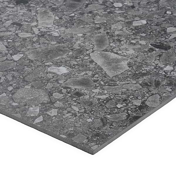 Rizo Charcoal Gray 24x24 Terrazzo Look Matte Porcelain Tile